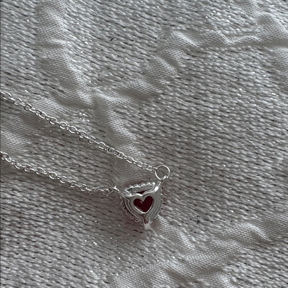 Red Heart Pendant Necklace – Silver Tone | Minimalist Romantic Jewelry - Picture 7 of 9
